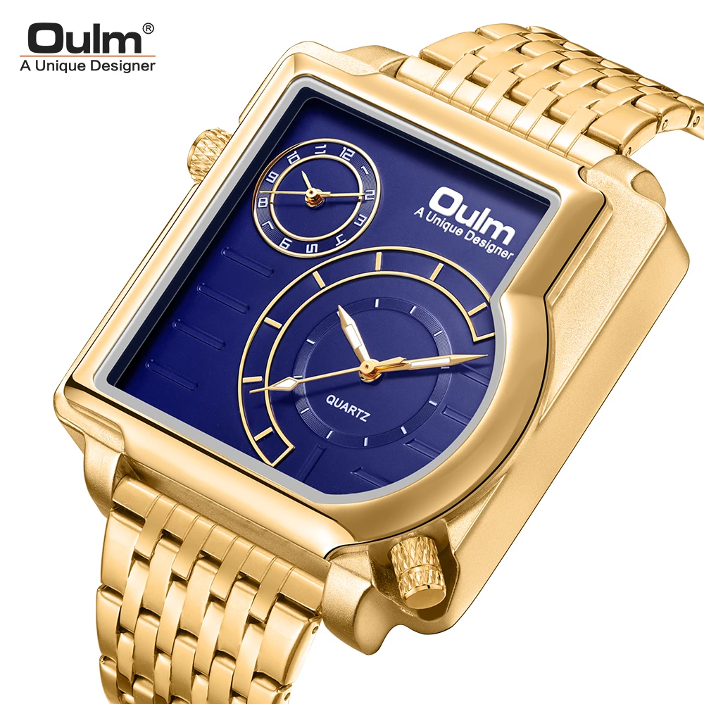 

Oulm 5122 Big Wristwatch Business Stainless Steel Men's Watches Quartz Men Hours Square Dial Male Watch Relogio Masculino
