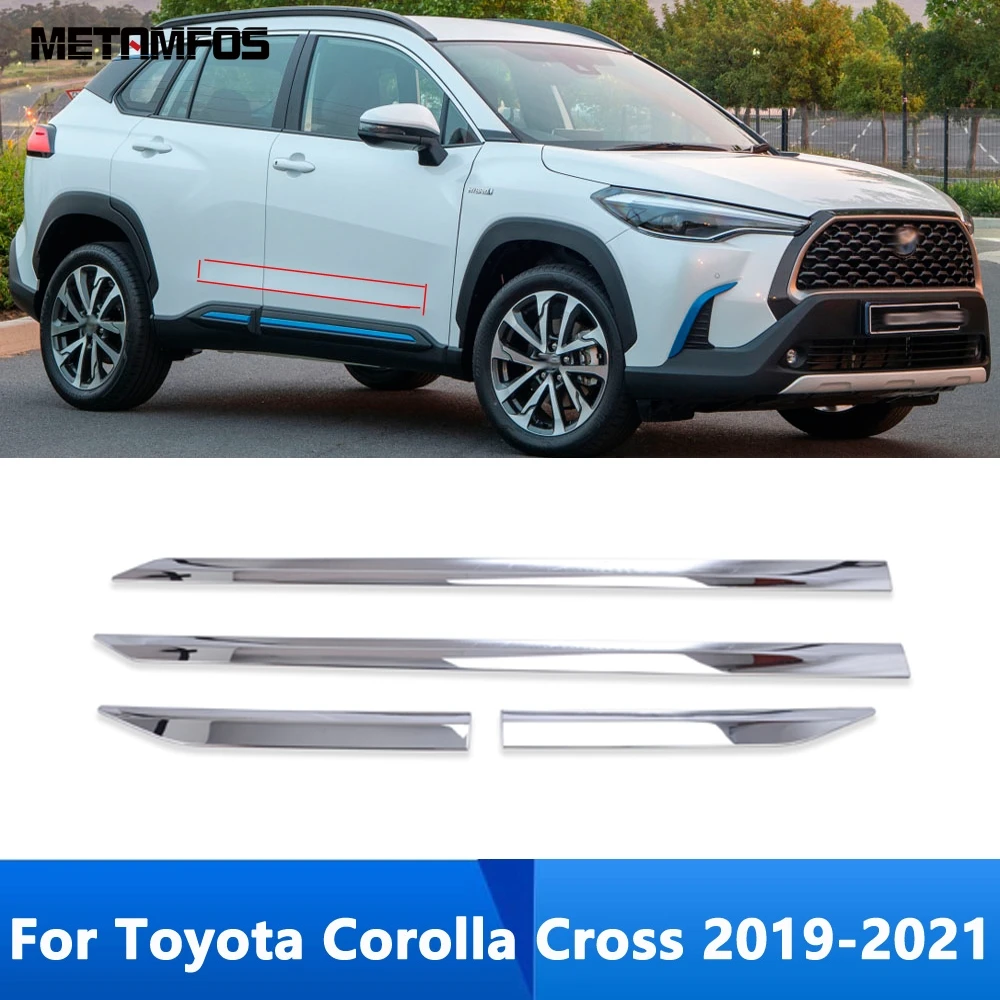 

Для Toyota Corolla Cross 2019 2020 2021 хром дверь боковая линия полоса кузова юбка молдинг отделка стикер аксессуары автостайлинг