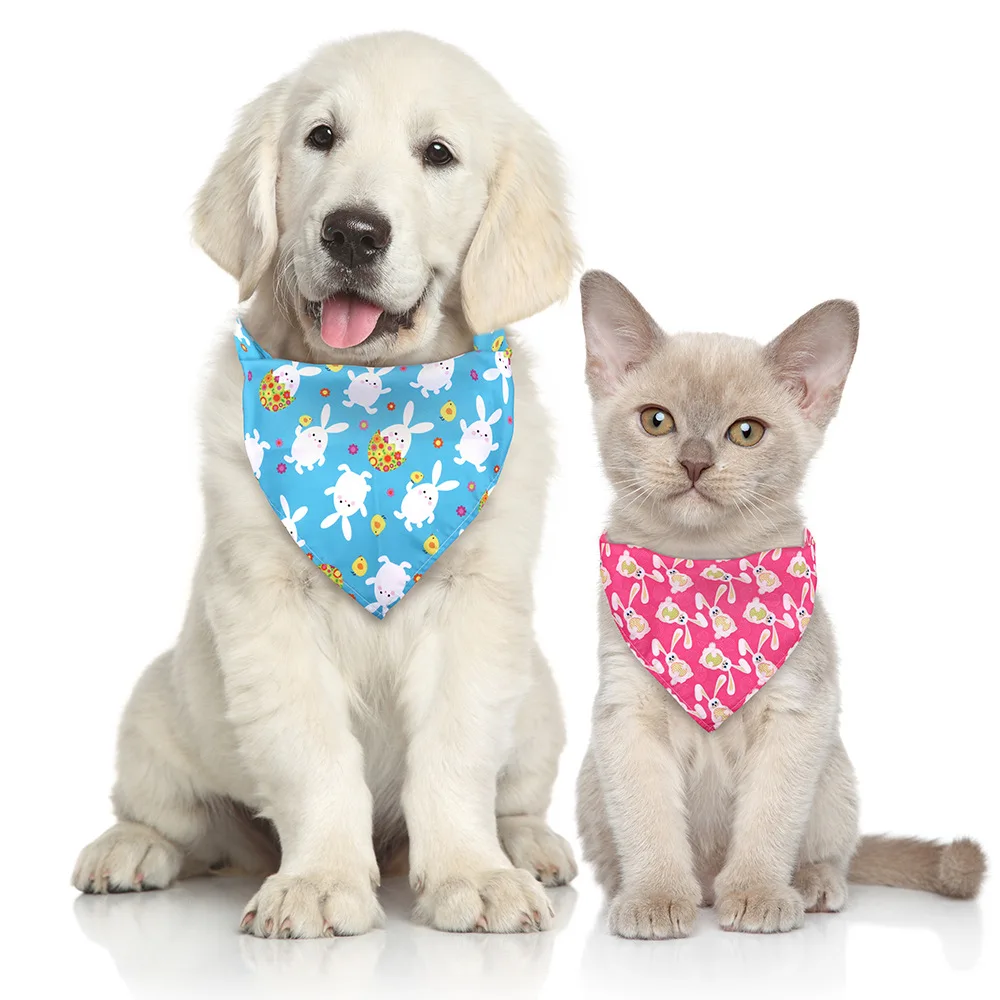 

Pet Bandanas Cotton Washable Dog Saliva Towel Easter Pet Cat Triangle Scarf Summer Pet Square Bib for Medium Dogs Pet Supplies