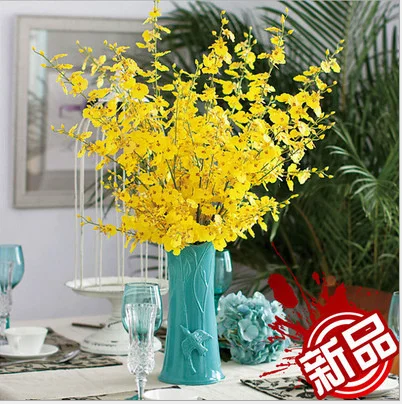 

Simulated yellow dancing orchid bouquet home decoration fake flowers silk flowers living room table decorations flower