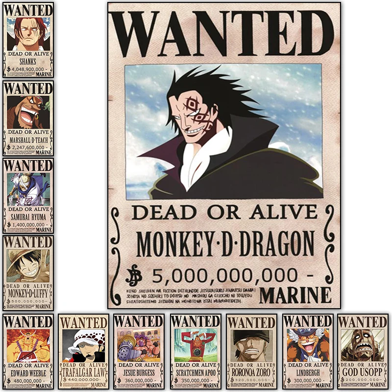 

ONE PIECE Piratesreward Vintage Poster And Prints Anime Animation Canvas Painting Bedroom Home Decoration Wall Art Picture Gift