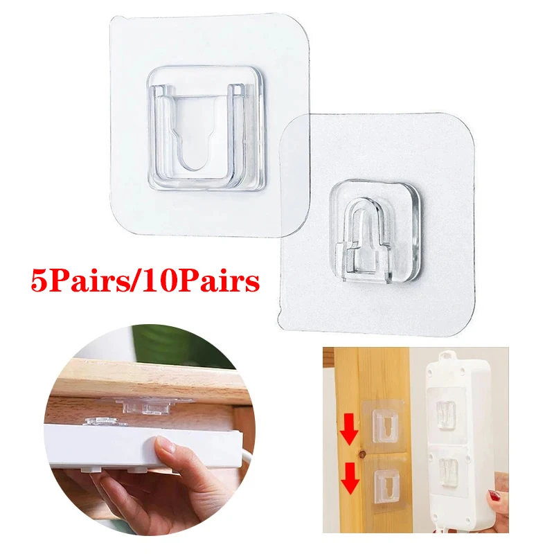 

10pairs Double-Sided Adhesive Wall Hooks Hanger Waterproof Strong Transparent Suction Cup Wall Holder For Hats Kitchen Bathroom