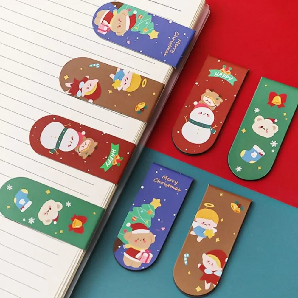 

Christmas Cartoon Magnetic Bookmark Cute Stationery Supplies Xmas Teacher Gifts Paper Reading Marker Book Page Folder