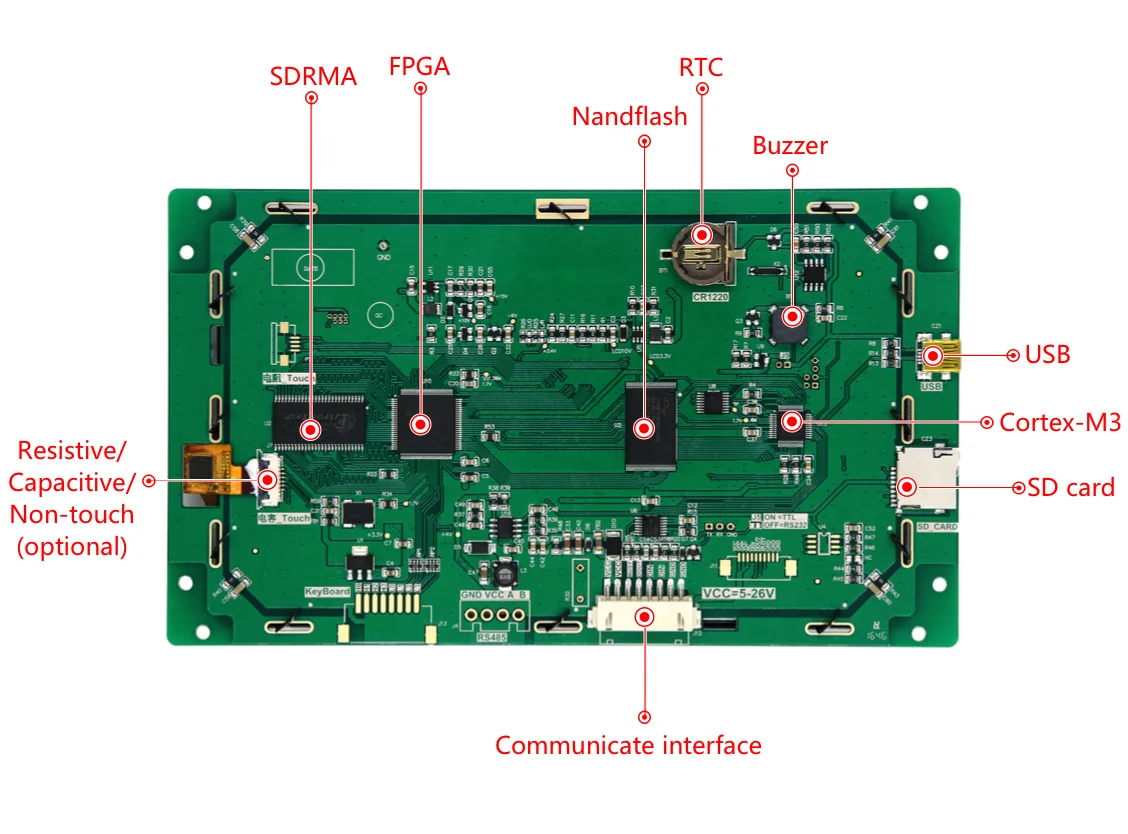 DACAI 7-дюймовый TFT UART ЖК-модуль DC80480B070_05CF_RTC Промышленный последовательный экран для