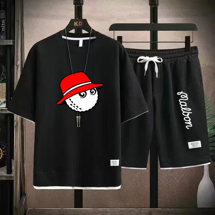 New Golf Wear Men Summer Men's 2 Piece Set Casual T-Shirt And Shorts Set Golf Suit Golf Wear Men Malbon Golf Quick Dry Tracksuit