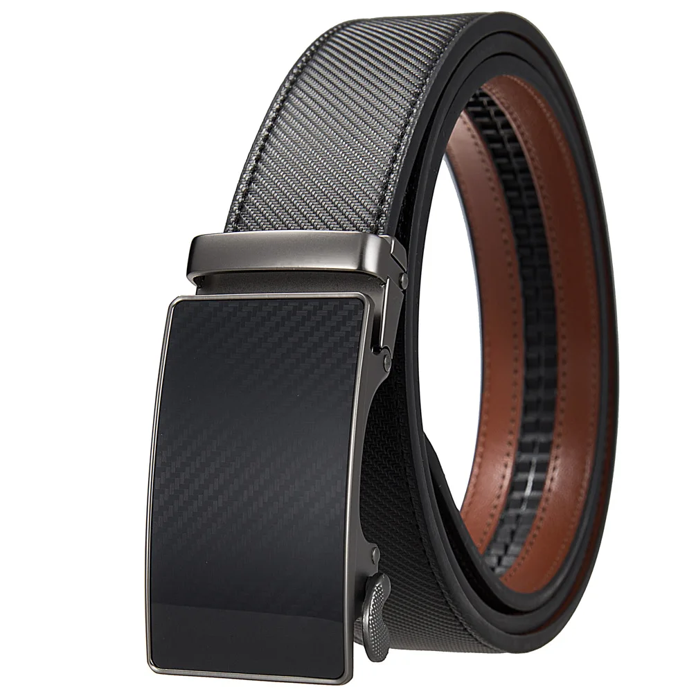 Мужской ремень из натуральной кожи с автоматической металлической пряжкой