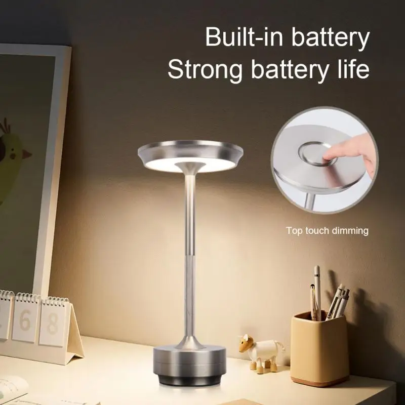

Portable Modern Aluminium Led Dimmable Restaurant Cordless Table Lamp With Usb Rechargeable Battery For Hotel Bar Dinning Room