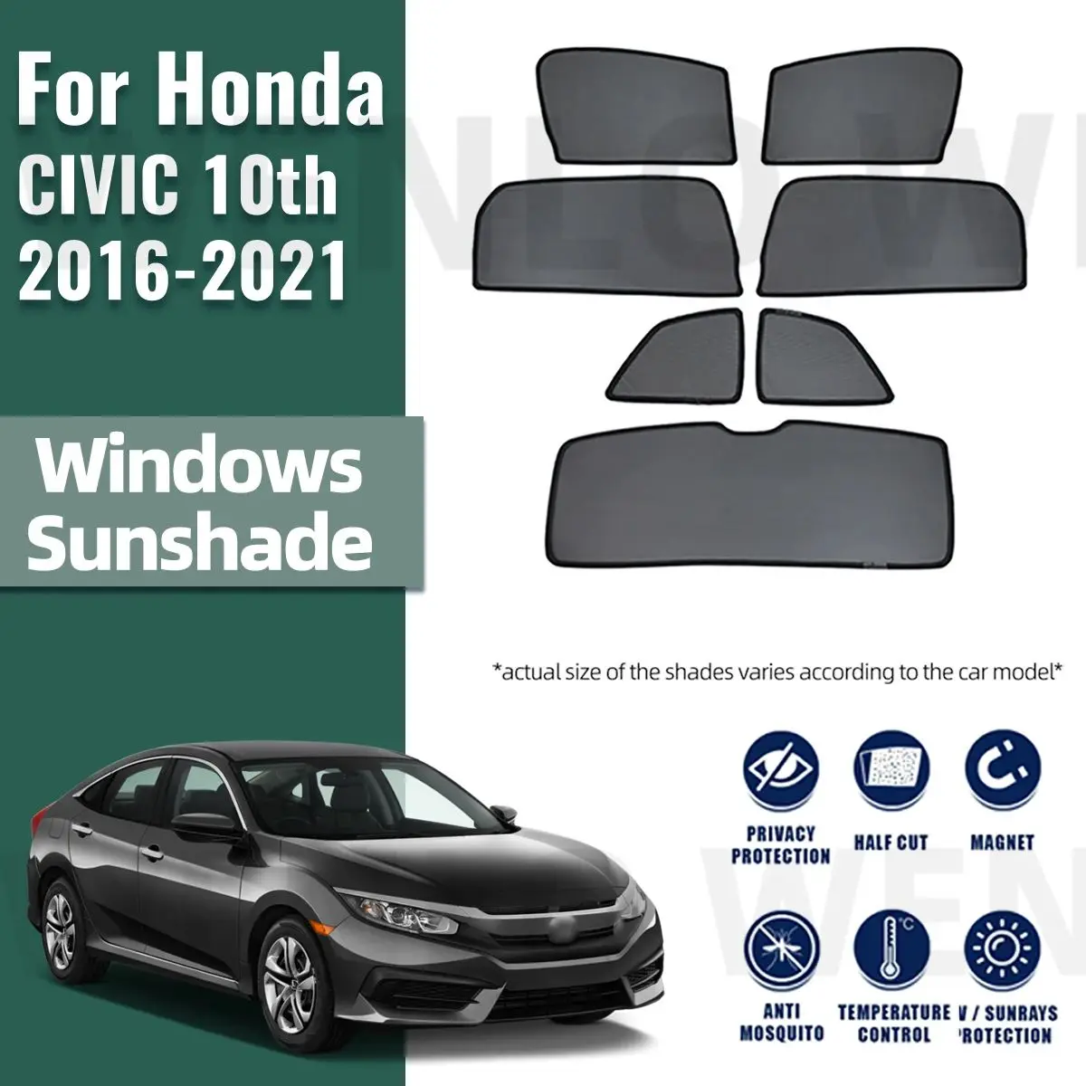 Для Honda CIVIC X 10th 2016-2021 автомобильный солнцезащитный козырек магнитный передний