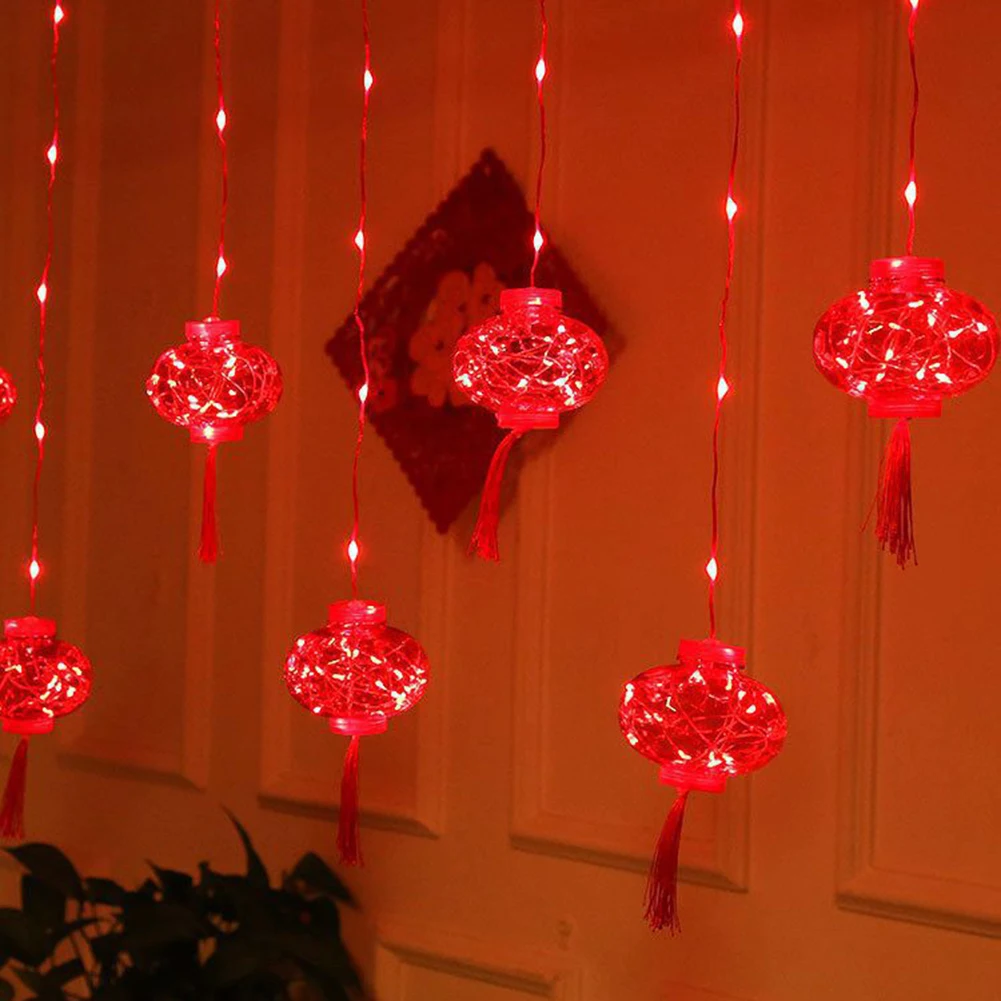 

Red Lantern Pendant LED String Lights Fairy Lights Garland Decoration for Holiday Street Home Tassel Lantern Lamps