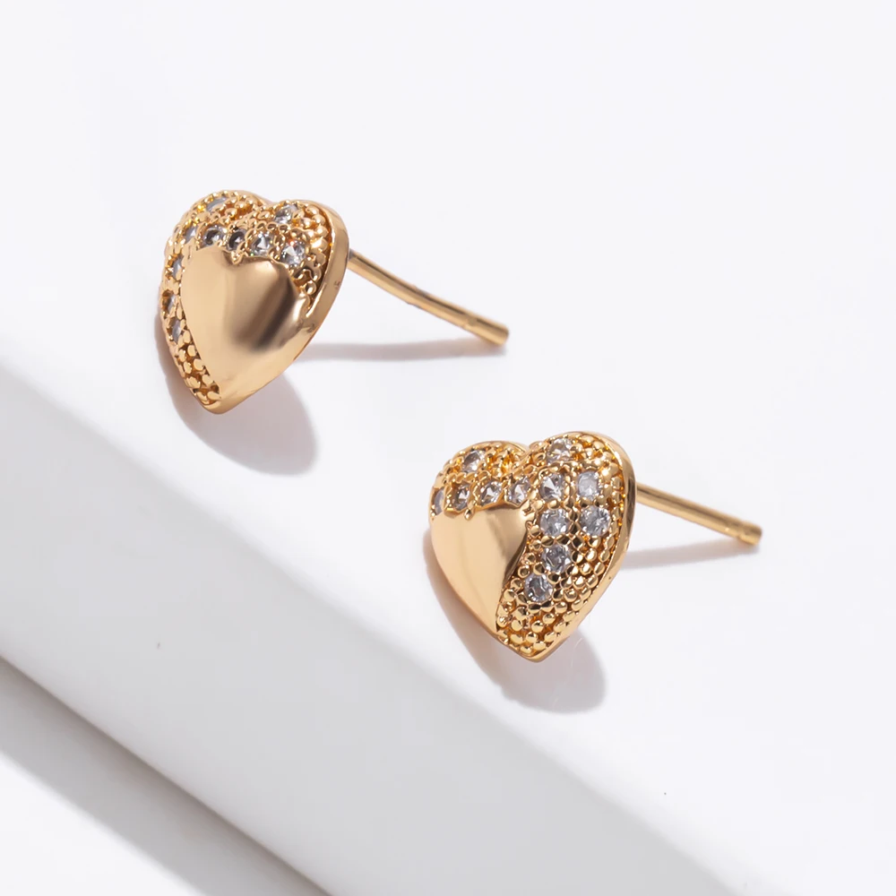 

Модные медные украшения, оптовая продажа, серьги-гвоздики в форме сердца с кристаллами, милые романтичные подарки для девушки, модные серьг...