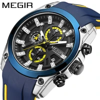 megir large dial handsome quartz sports watch mens luminous calendar multifunctional timing silicone mens watch 2144g