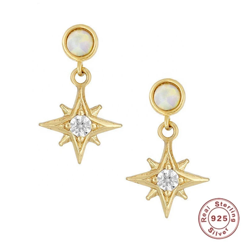 

925 Silver Octagon Shape CZ High Quality Dangle Earrings Bohemia For Women Party Fashion Trend The Same Accessories Earring Gift