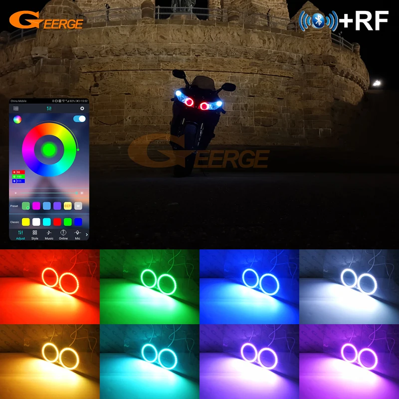 

Для Yamaha R1 YZF-R1 2004 2005 2006 2007 2008 BT App RF дистанционное управление многоцветный ультра яркий RGB LED Ангельские Глазки halo кольца