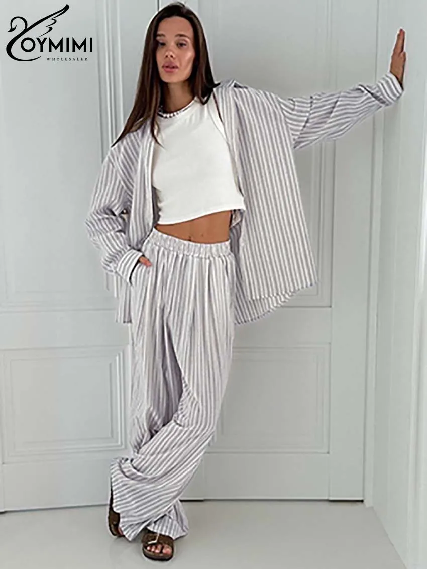 Oymimi повседневный комплект из двух предметов в синюю полоску с принтом для женщин