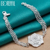 doteffil 925 sterling silver big rose flower chain bracelet for women charm wedding engagement party best gift