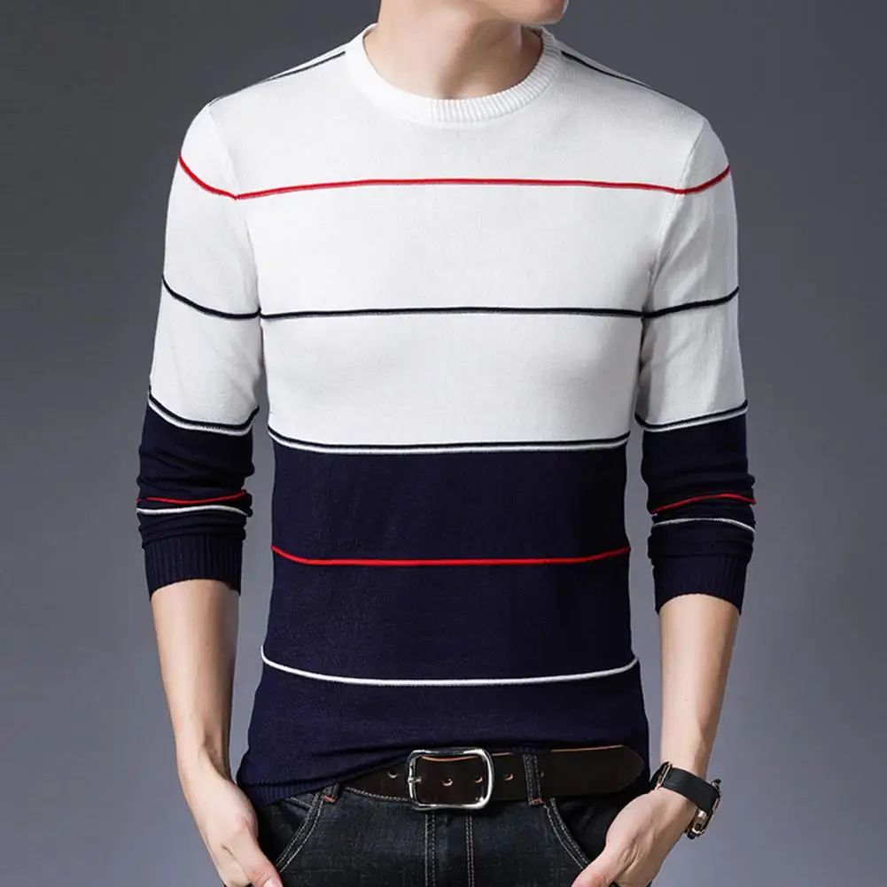 

Роскошный мужской свитер в полоску, шерстяной мужской пуловер Frmal, деловые полосатые Облегающие джемперы, корейский вязаный Повседневный свитер
