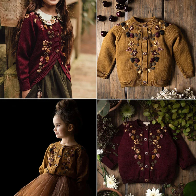 Комбинезон для маленьких девочек зимние вязаные кардиганы с милым цветком
