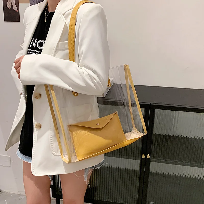 Tote Bags PVC Women Handbags Shoulder Bags Large Capacity Clear Shopping Composite Bag Waterproof Bolso Transparente Para Mujer