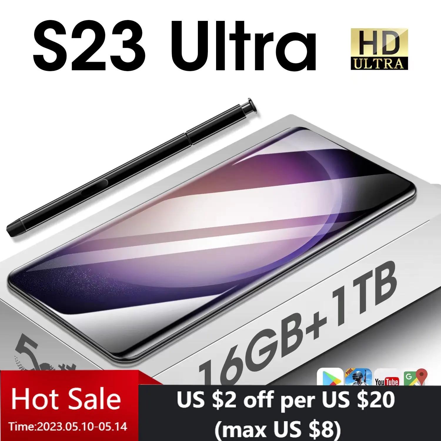 

Смартфон S23 Ultra, 7,2 дюйма, 6000 мАч, 16 ГБ + 1 ТБ, Android 13