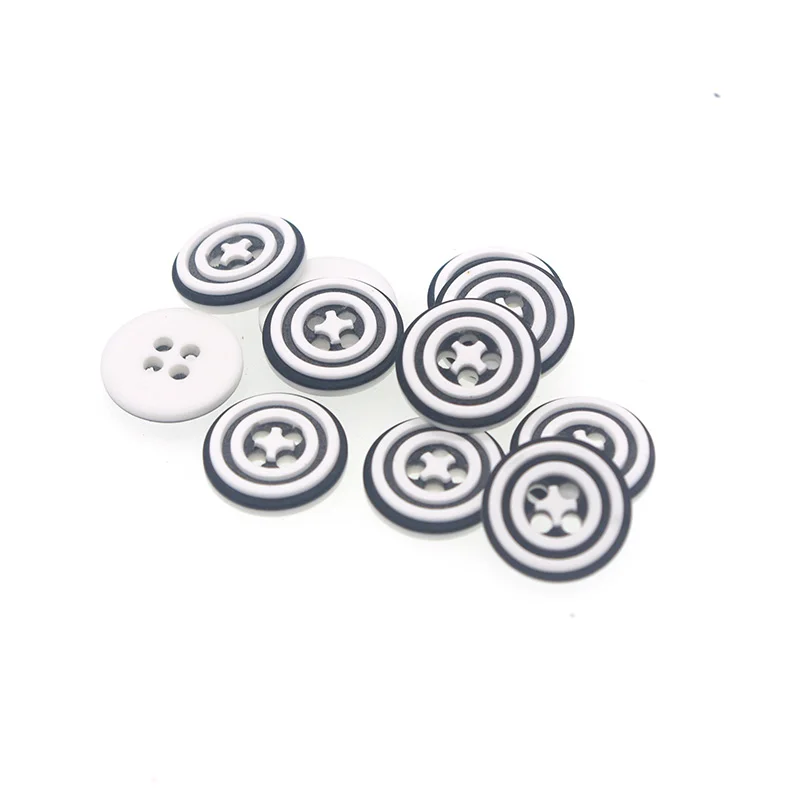 Large Round 4 Hole Resin Sewing Button Black White Red Buttons