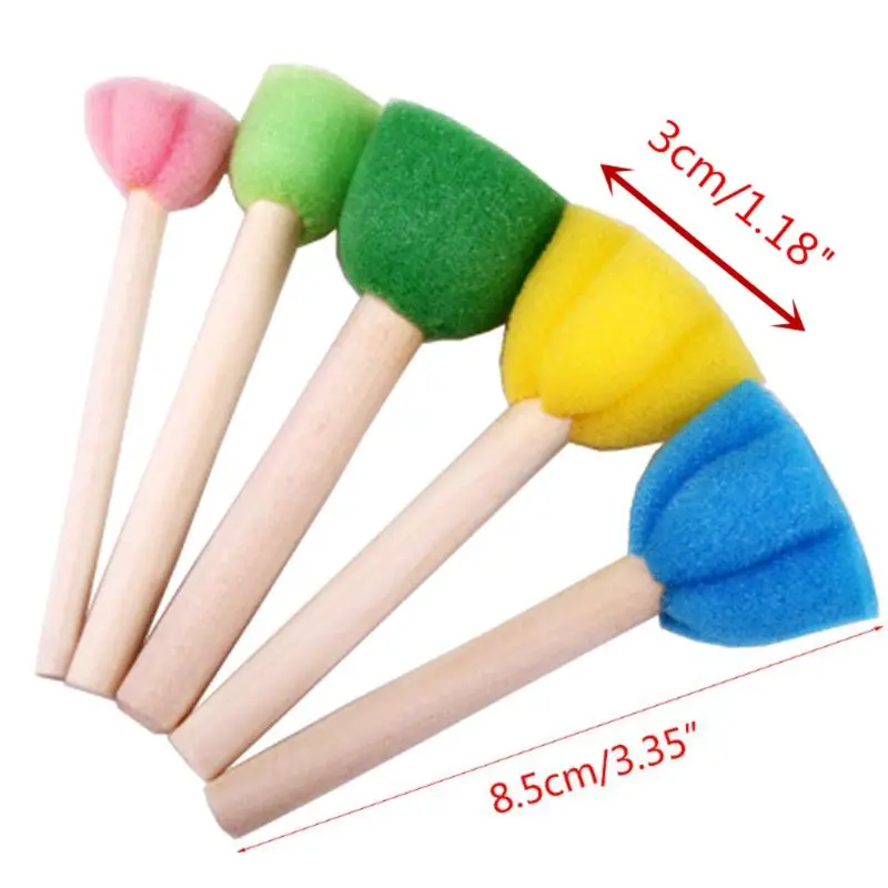 

5 Pieces Kids Painting Sponge Brushes Seal Improve Intelligence Creative Brain Toy for Kingdergarten Kids Over 12 Months