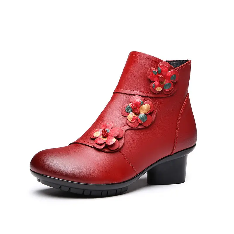 Ботинки женские в стиле ретро с трехцветными вставками из меха