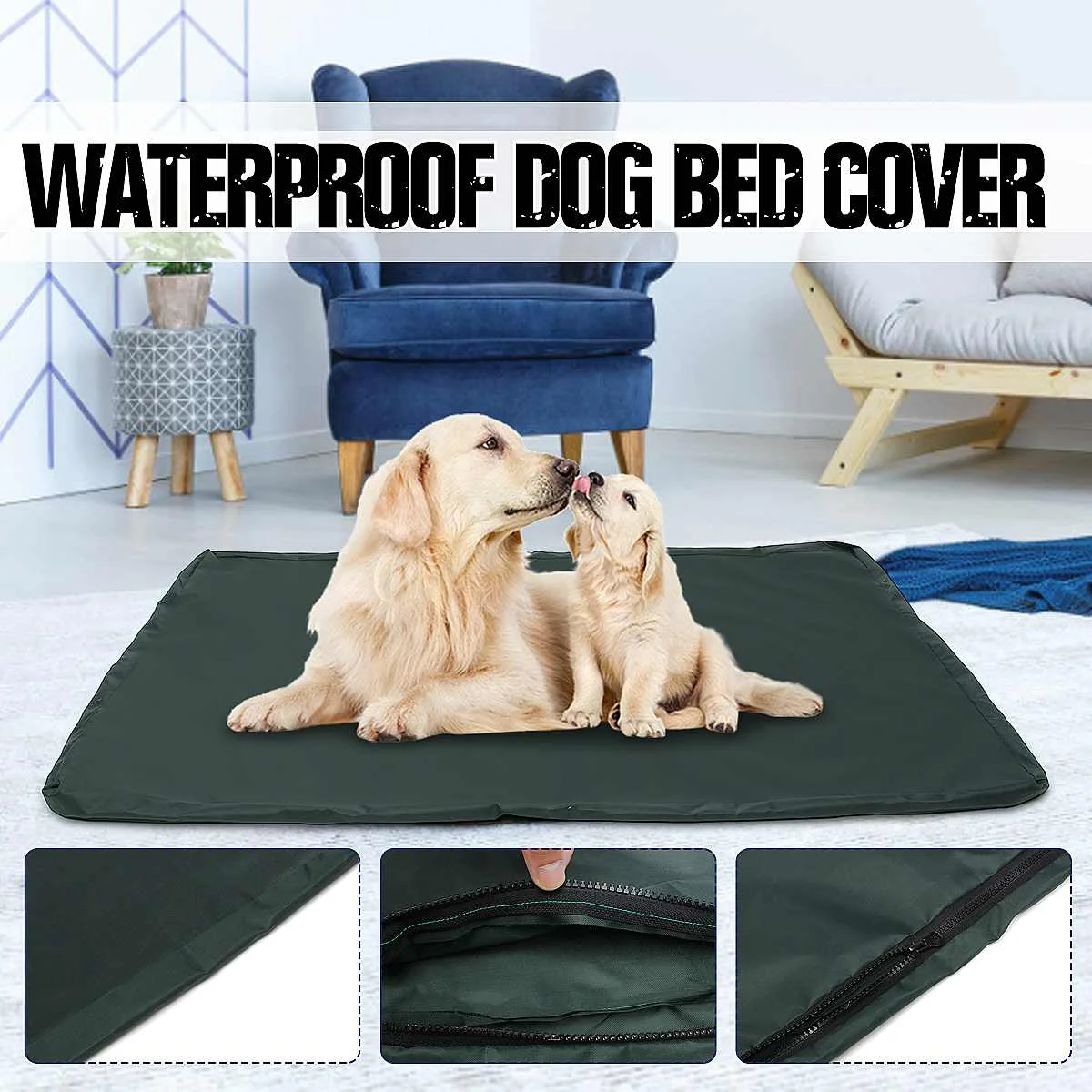 

Waterproof Dog Kennel Bed Cover Pet Mat Puppy Pad Cushion Washable Green Foldable Washable Outdoor Cat Crate Cover
