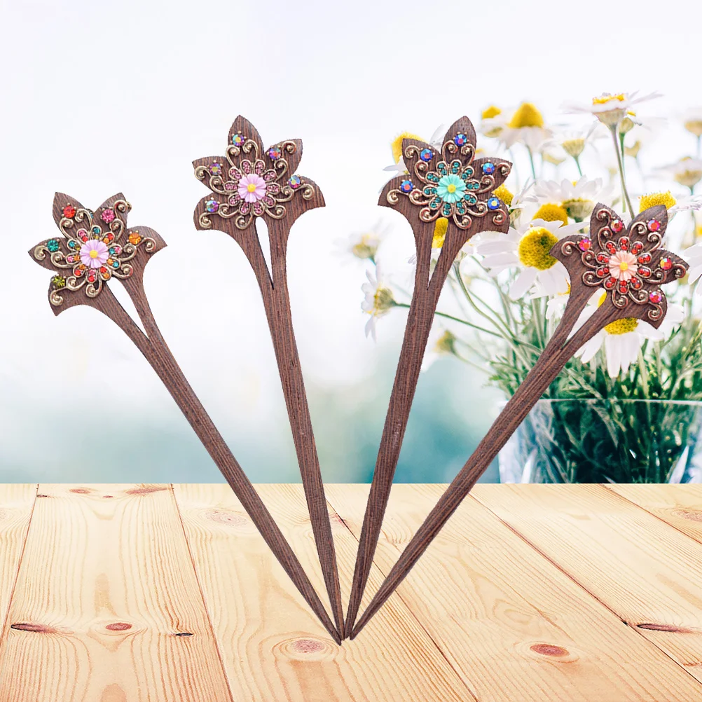 

Hair Stickchopsticksretro Wood Wooden Vintage Chinese Accessories Fork Pin Sticks Women Japanese Asianflower Hanfu Bobby Hollow