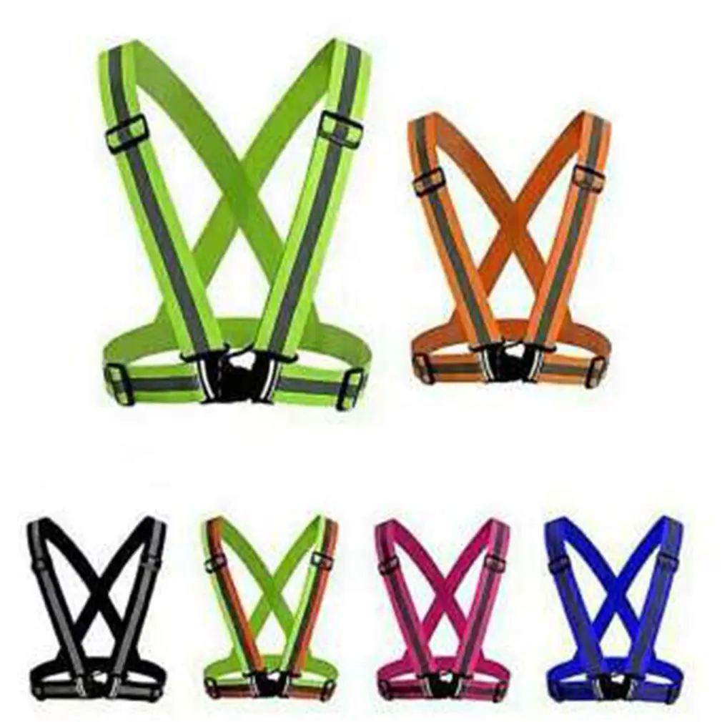 

Highlight Reflective Straps Night Running Riding Clothing Night Work Adjustable Safety Vest High Visibility Elastic Jacket