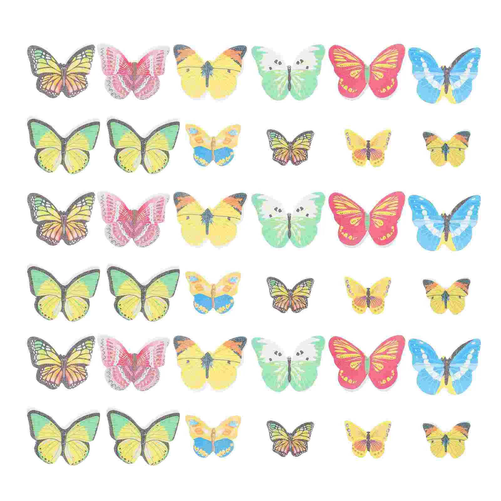 

150 Pcs Cupcake Toppers Edible Ornaments Butterfly-shape Cake Decors (Assorted Color)