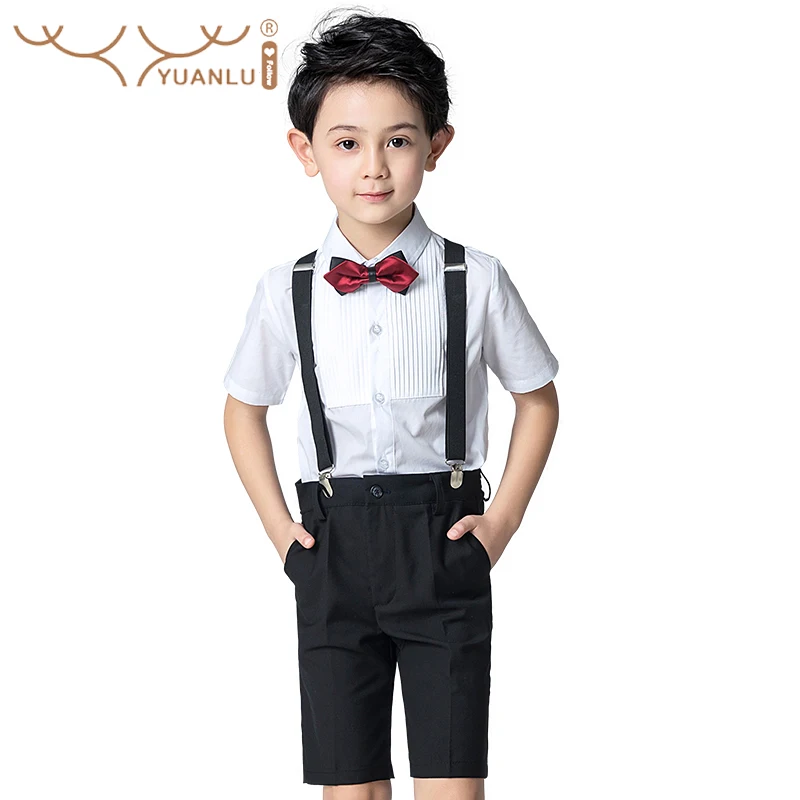 Boys Tank Suit Shirt Shorts Butterfly Kindergarten Performance Piano Reception Suit Summer Clothes