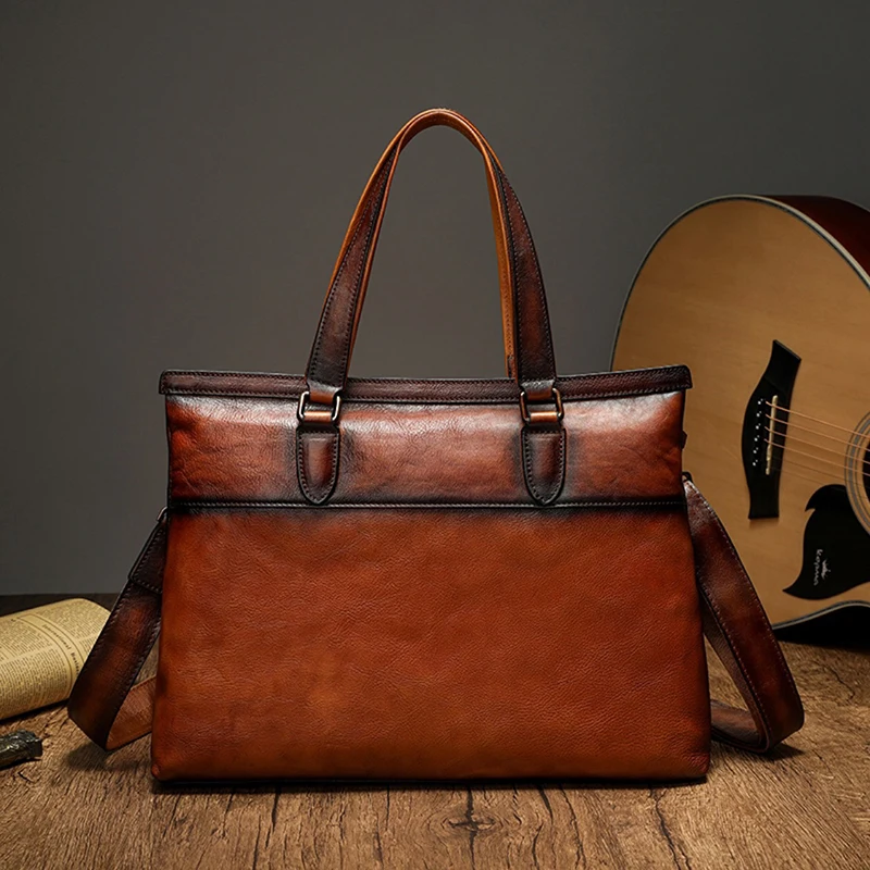 

Genuine Leather Briefcase Men Business Shoulder Bag Real Leather Messenger Bags Computer Laptop Handbag Bag Brand Men's Bags