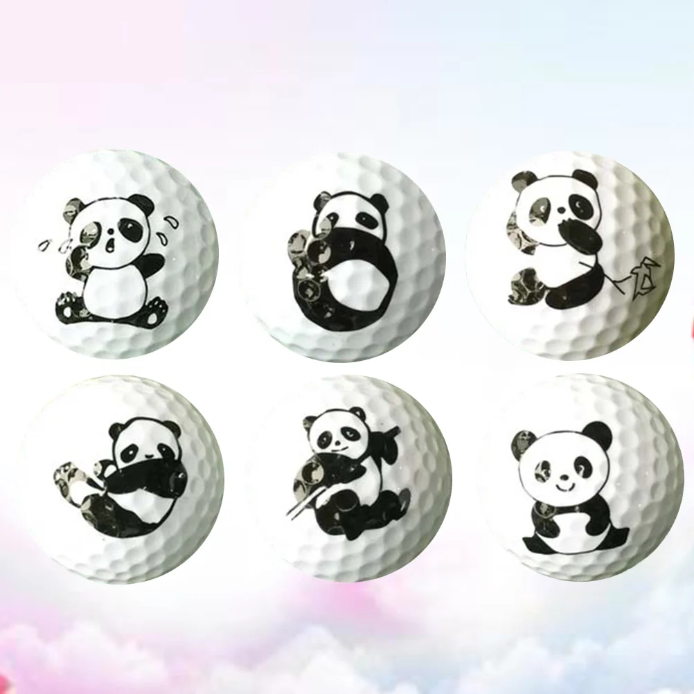 

6pcs Cartoon Panda Pattern Balls Practice Supplies Indoor Training Aid Two-layer Training Ball for Home Outdoor (Random Style)