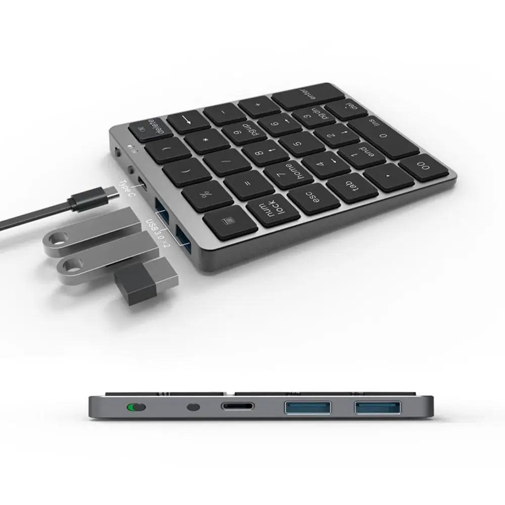 

Портативная беспроводная клавиатура из алюминиевого сплава с перезаряжаемым номером, 28 клавиш