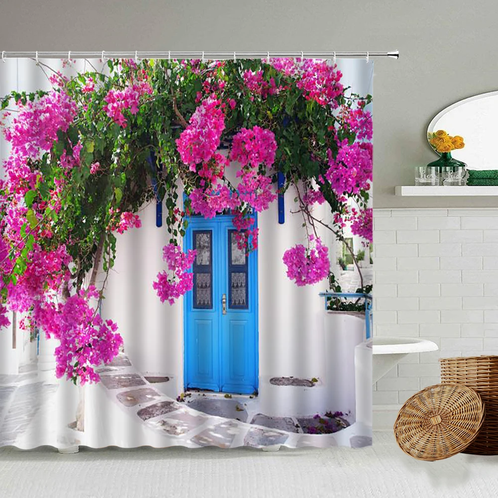 Занавески для душа с изображением бабочек и цветов настенные садовые