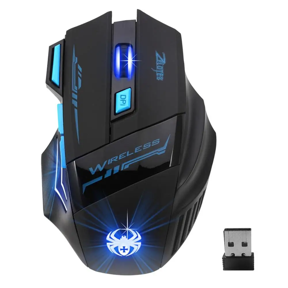 

ZELOTES F14 2.4GHz Wireless USB LED Adjustable Optical Mouse 2400DPI 7 Buttons Mice For PC Computer Ergonomic Gaming Mouse