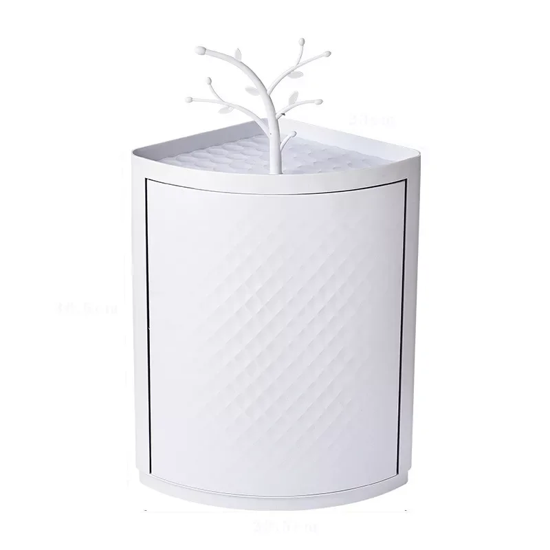 

Scandinavian Style White Bathroom Shelf Can Rotate Kitchen Storage Box Can Be Waterproof Without Perforation Installation