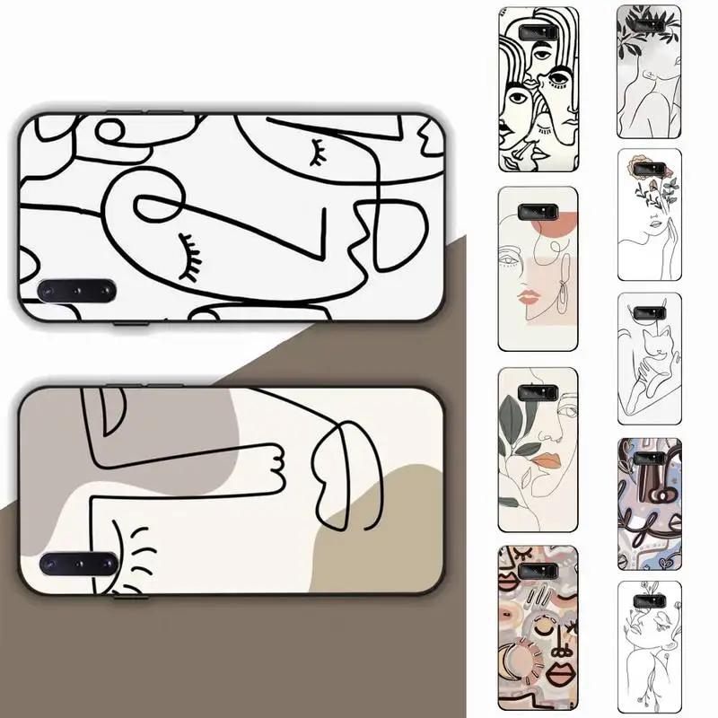 

FHNBLJ Abstract Line Face Phone Case for Samsung Note 5 7 8 9 10 20 pro plus lite ultra A21 12 72