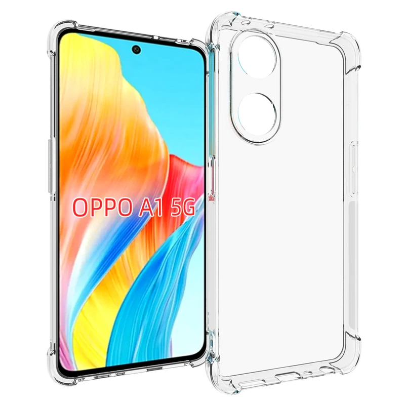 

Для OPPO A1 5G мобильный телефон чехол прозрачный чехол из ТПУ с полным покрытием, четыре угла, защита от падения, силиконовый мягкий защитный чехол