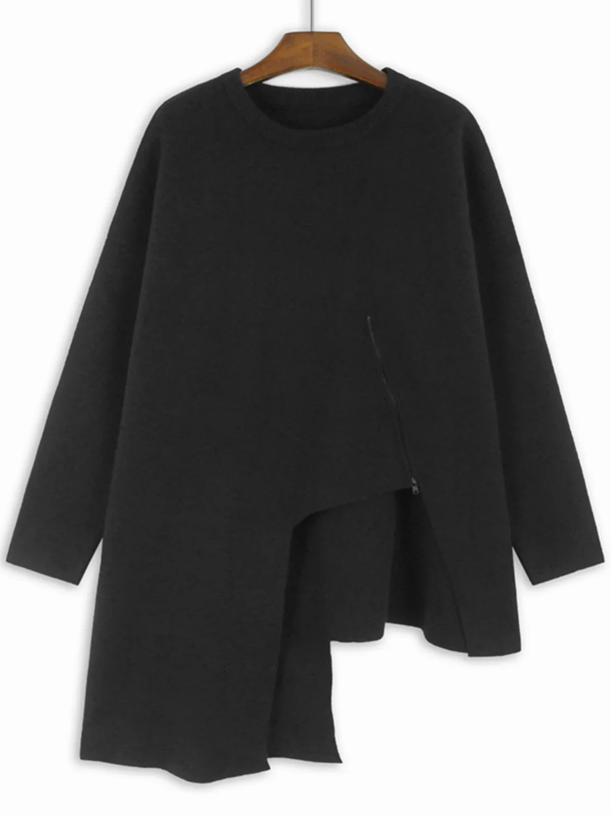 SuperAen корейский стиль модный дизайн асимметричный свитер на молнии женский