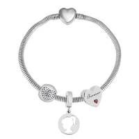 2022 silver color love heart sliding pulsera bracelet multi snake chain sparkling disc mouse heart clasp bangle