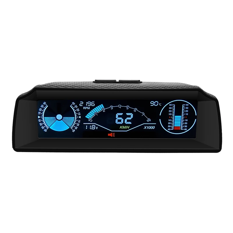 

1X Car OBD2 HUD Slope Meter Inclinometer Multi-Function Gauge Head-Up Digital Speedometer Display Code Car 12V HD Screen Display
