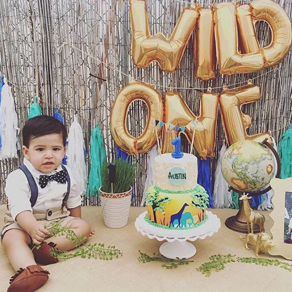 1 комплект воздушные шары с изображением одного и двух букв мультяшное животное