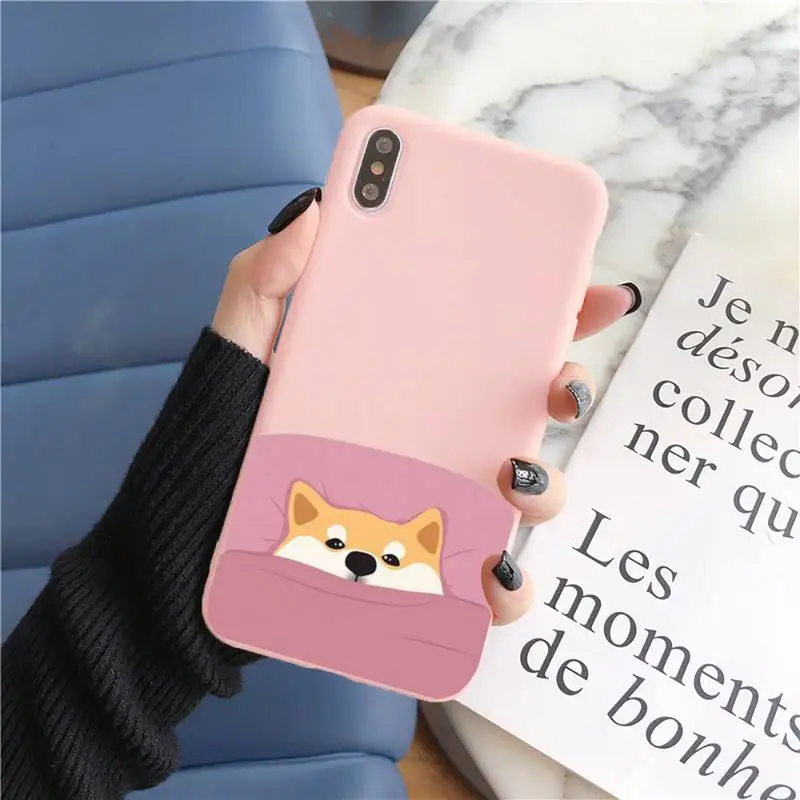 Мягкий однотонный чехол FHNBLJ с собакой Шиба-ину для iphone 11 12 13 mini pro max 7 8 plus 6 6s x xs xr Capa