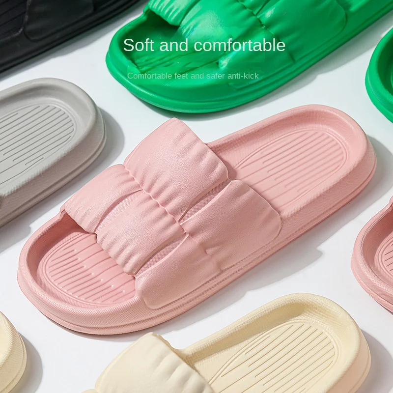 Home Soft Slippers Men's and women's flat non-slip flip-flops summer hotel solid color bathroom sandals