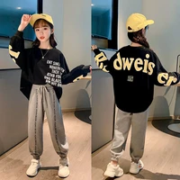 teenage summer girls clothes sets 2022 outfits kids long sleeve t shirt long pants 2pcs children clothing 6 8 10 12 14 years