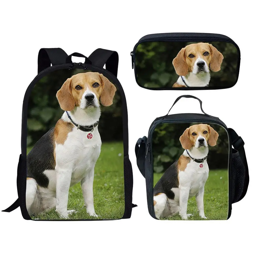 Модный комплект с 3D рисунком Beagle Dog, школьная сумка для мальчиков и девочек-подростков, рюкзак для книг, детские школьные сумки, детские сумк...