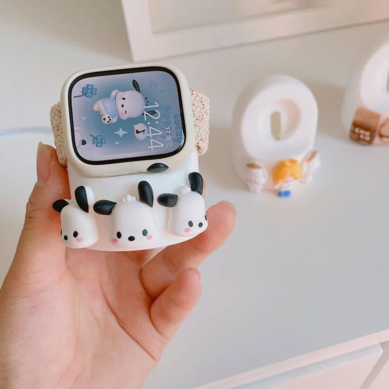 

Kawaii Sanrioed Iwatch Charger Holder Cartoon Cute Pochacco Creative and Exquisite Silicone Watch Holder for Apple Watchs8