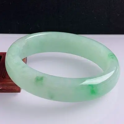 

zheru jewelry natural Burmese jadeite 54mm-64mm light green bracelet elegant princess jewelry best gift