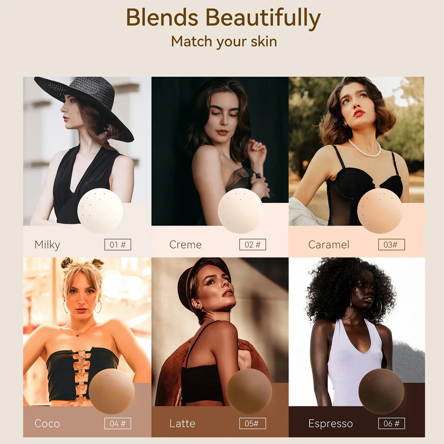 Niidor Ultrathin Breathable Silicone Nipple Covers Sticky Pasties for Women Adhesive Breast Skin Color Bra with Travel Box